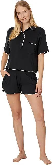 Tommy John Short Sleeve Top And Short Pajama Set (Black) Women's Pajama Sets Cover