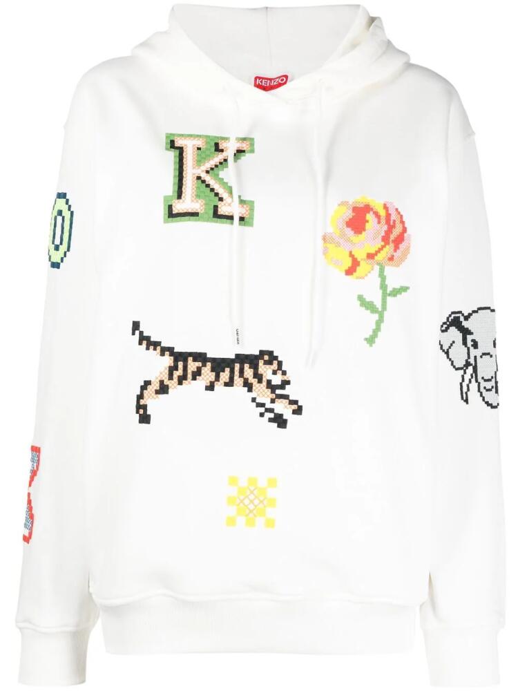 Kenzo graphic print drawstring hoodie - White Cover