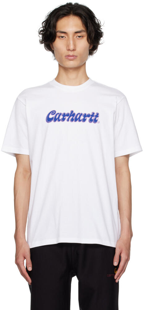 Carhartt Work In Progress White Liquid Script T-Shirt Cover