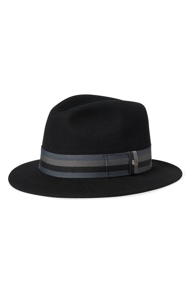 Brixton Roma Wool Felt Fedora in Black/Grey Charcoal Cover