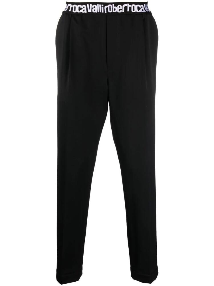 Roberto Cavalli logo-waist tapered trousers - Black Cover