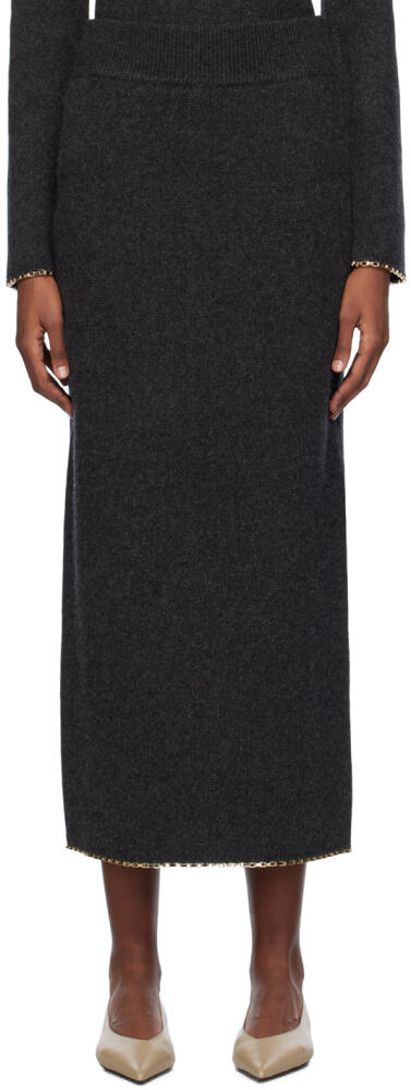 TOTEME Gray Chain-Edge Maxi Skirt Cover