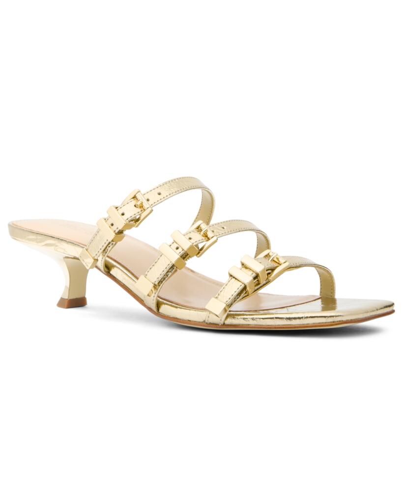 Michael Michael Kors Women's Darrington Kitten Heel Strap Sandals - Pale Gold Cover