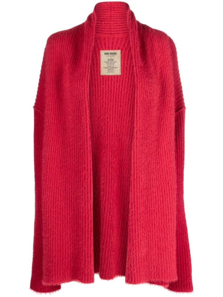 Uma Wang ribbed-knit frayed cardigan - Red Cover