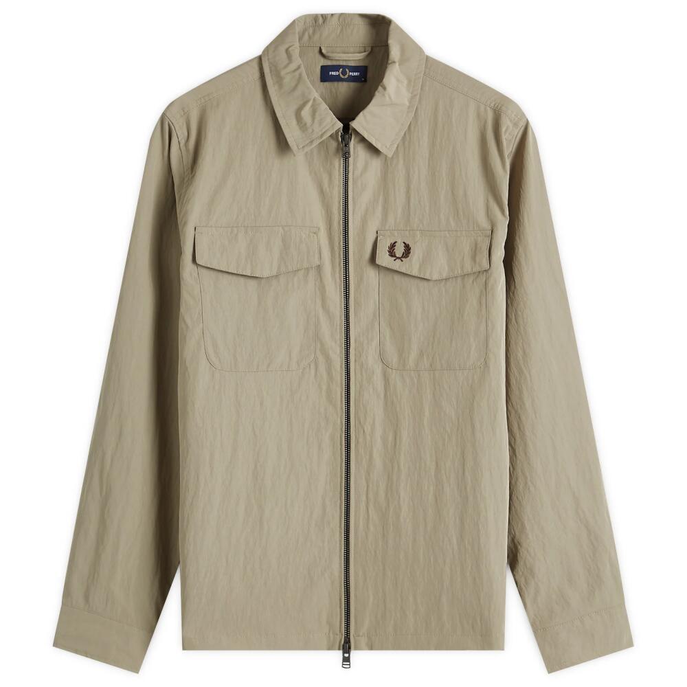 Fred Perry Men's Zip Overshirt in Warm Grey Cover