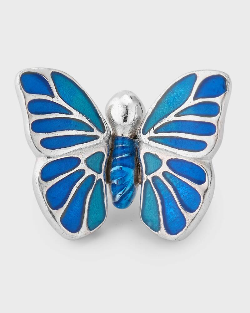 Jan Leslie Men's Sterling Silver Hand-Painted Enamel Butterfly Lapel Pin Cover