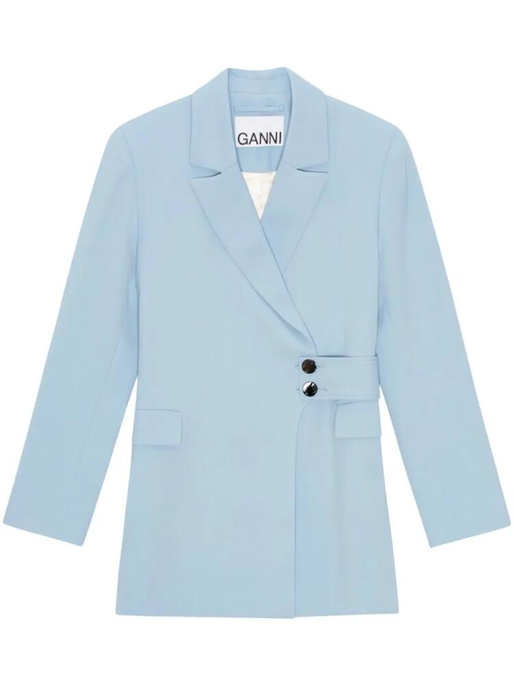 GANNI twill belted blazer - Blue Cover