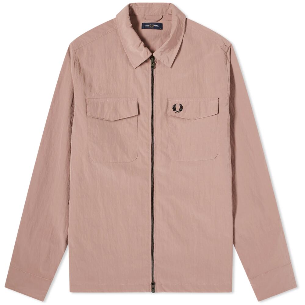 Fred Perry Men's Zip Overshirt in Dark Pink Cover