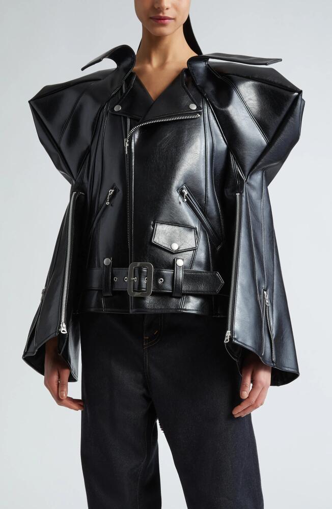 Junya Watanabe Belted Faux Leather Jacket in Black Cover