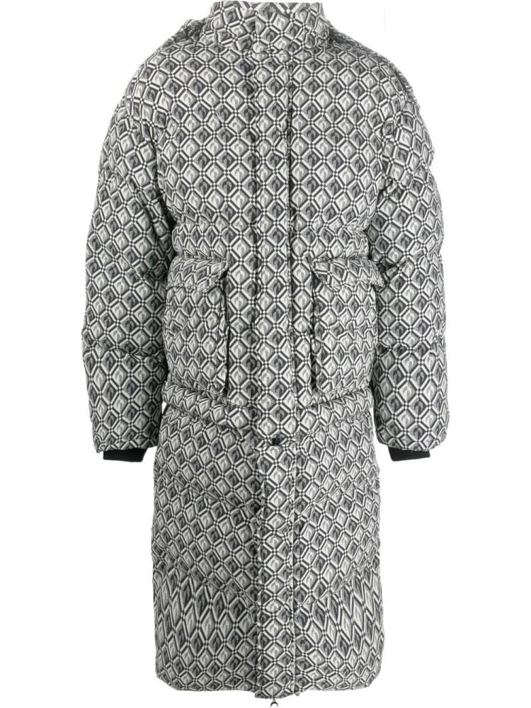 Marine Serre Moon Diamond-pattern oversized puffer coat - White Cover