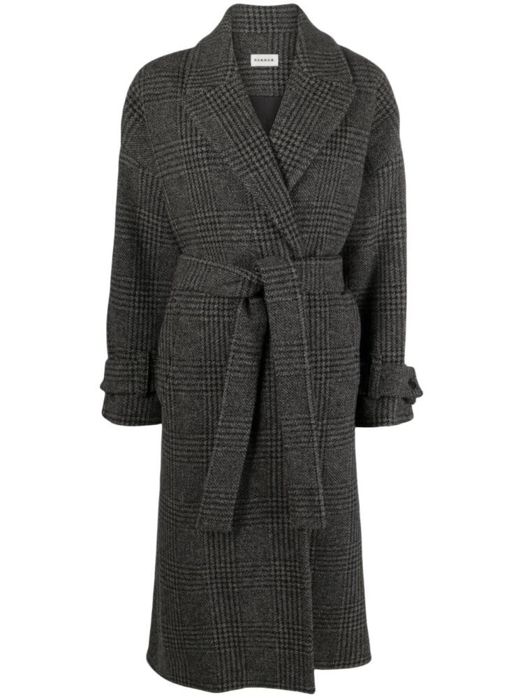 P.A.R.O.S.H. plaid-check pattern belted trench coat - Grey Cover