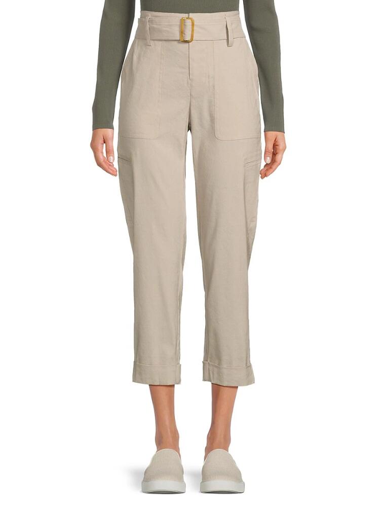 Vince Women's Linen Blend Cropped Pants - Peyote Cover