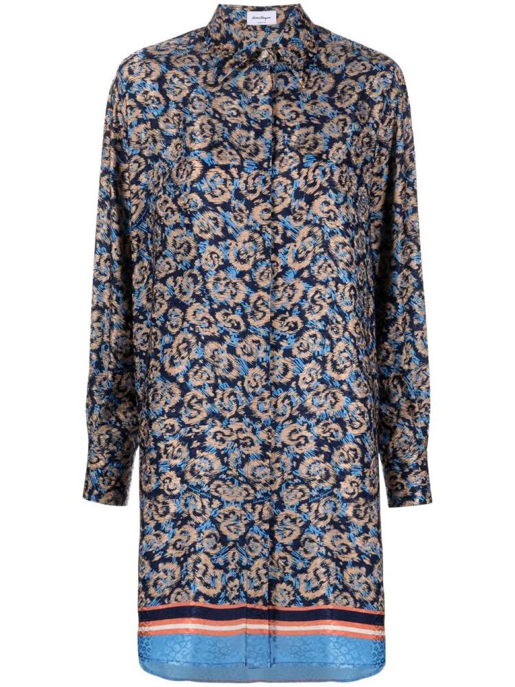 Ferragamo floral-print oversized silk shirt - Neutrals Cover