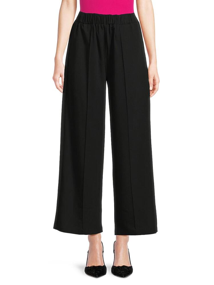 Lea & Viola Women's Pintuck Wide Leg Cropped Pants - Black Cover