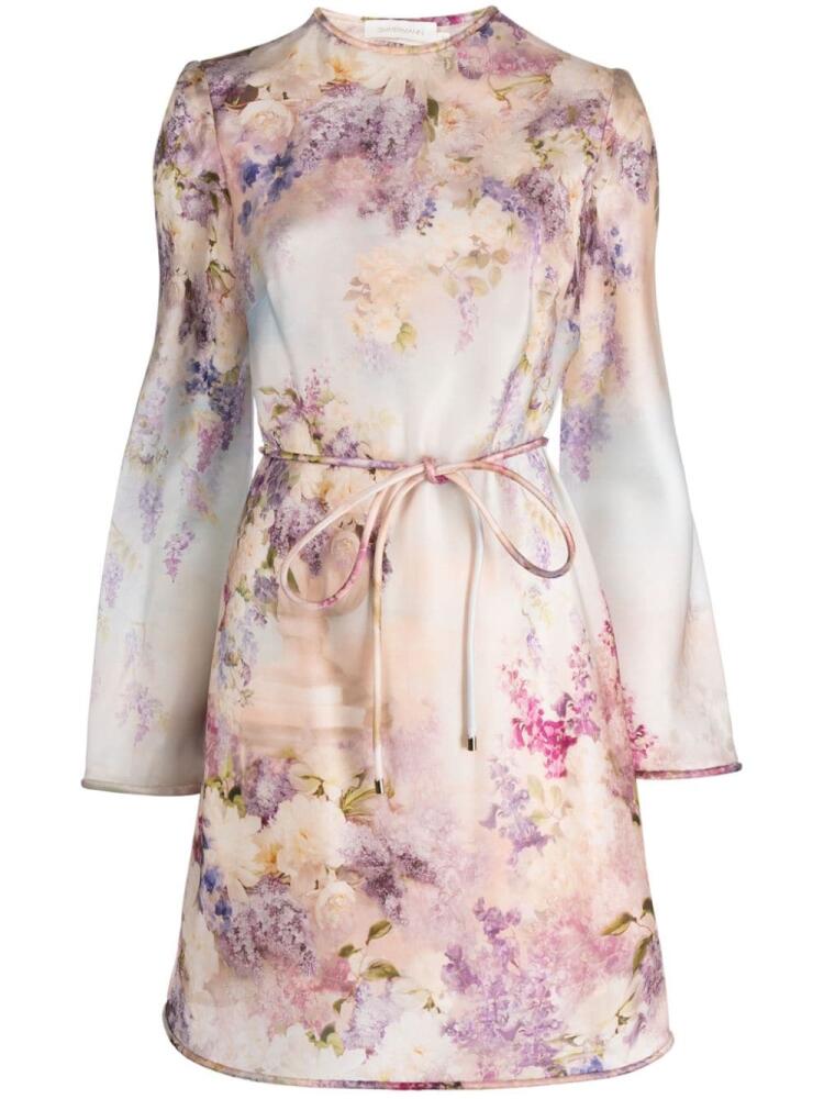 ZIMMERMANN Luminosity floral-print silk minidress - Neutrals Cover