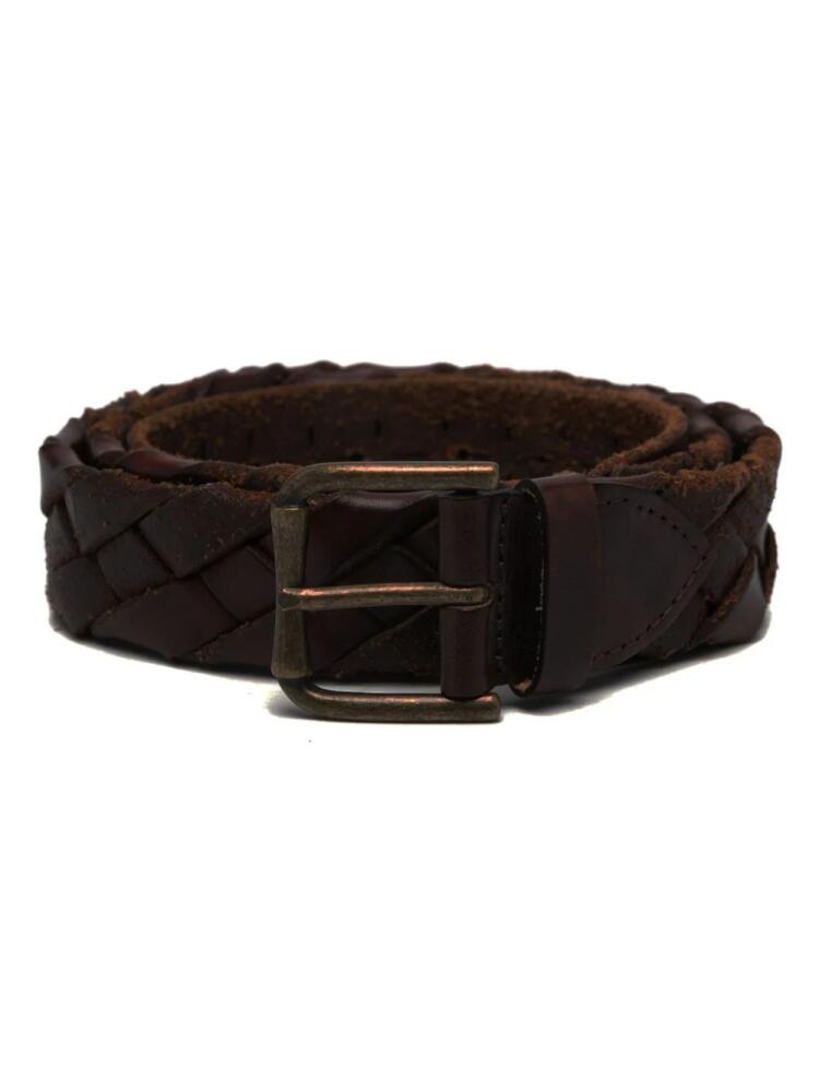 Eleventy interwoven leather belt - Brown Cover