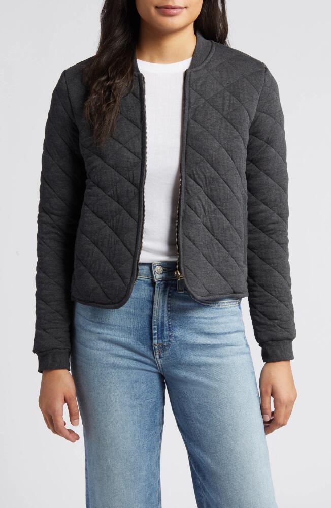 Marine Layer Updated Corbet Quilted Bomber Jacket in Heather Grey Cover