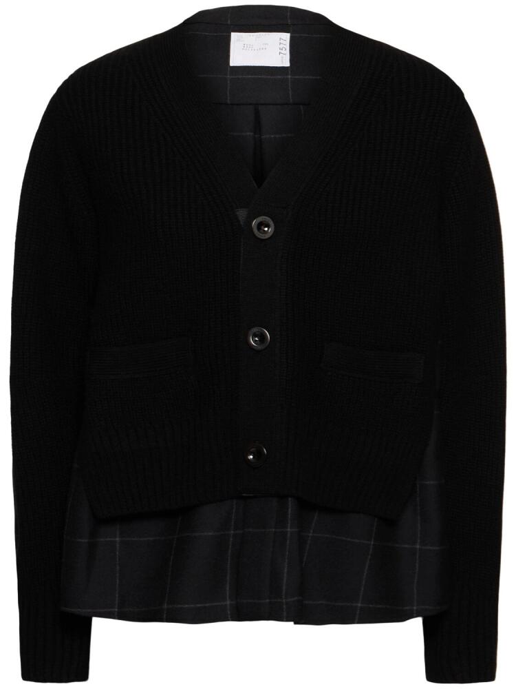 SACAI Windowpane Knit Cardigan Cover