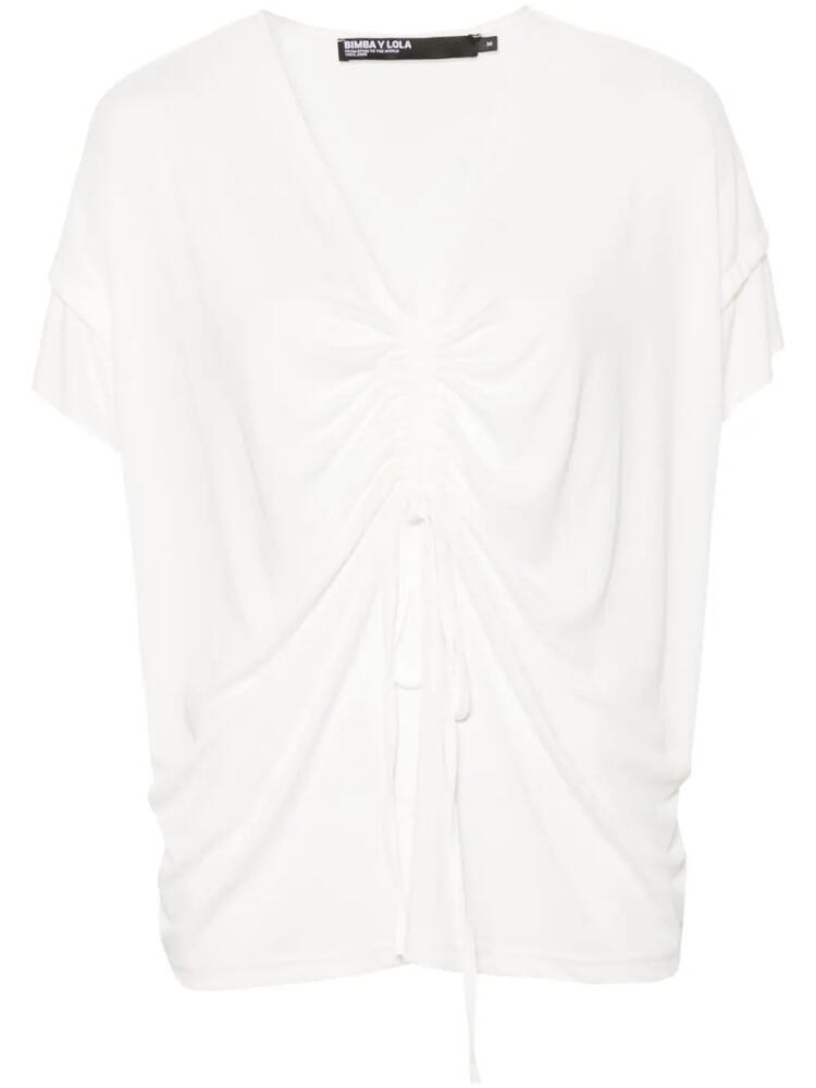 Bimba y Lola V-neck ruched blouse - White Cover