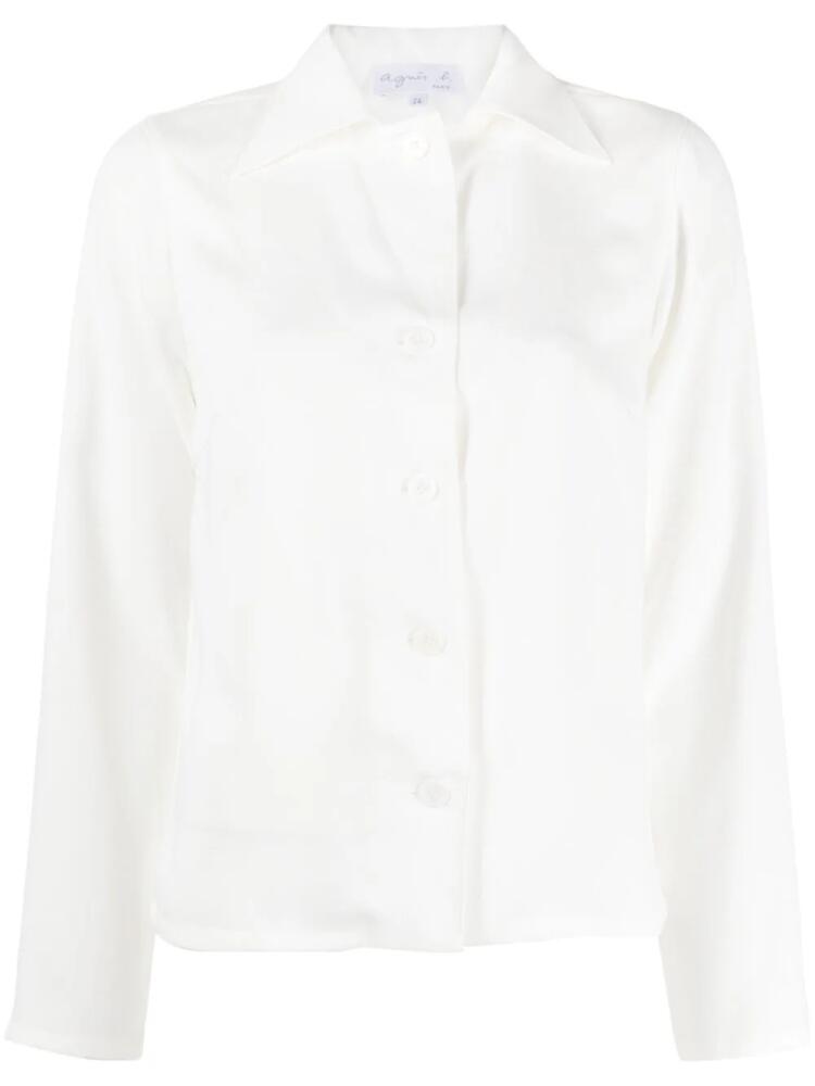 agnès b. V-neck long-sleeve shirt - White Cover