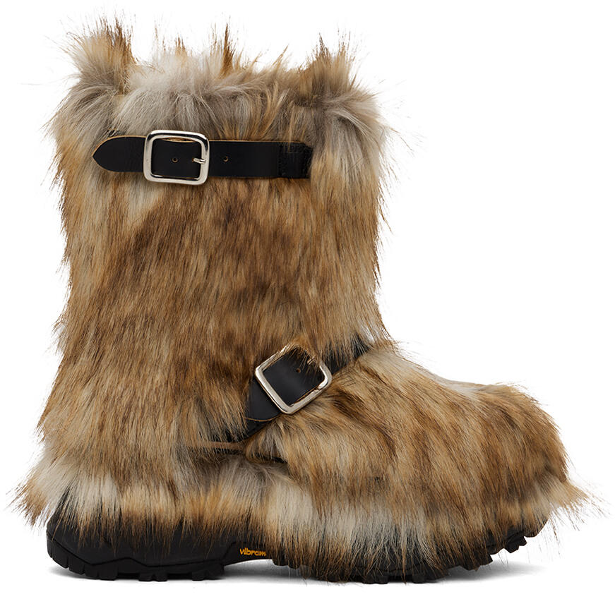 sacai Beige Faux-Fur Boots Cover