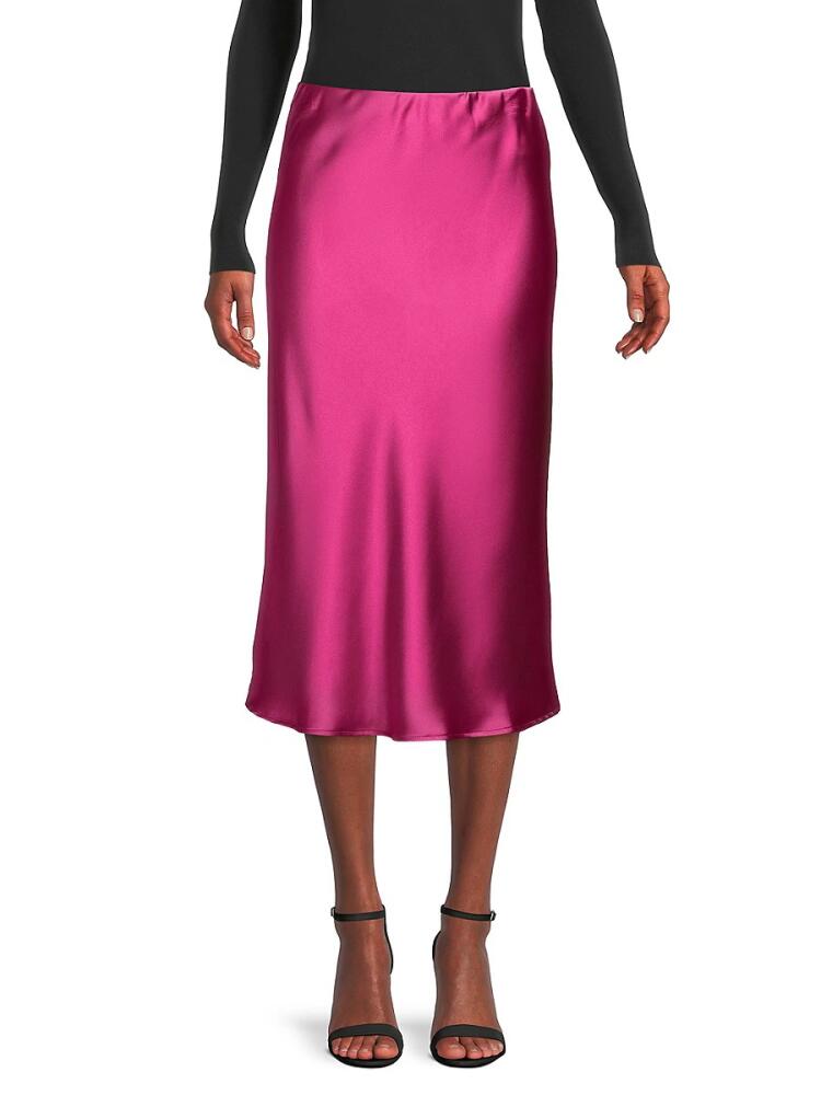 Renee C. Women's Satin Midi Skirt - Magenta Cover