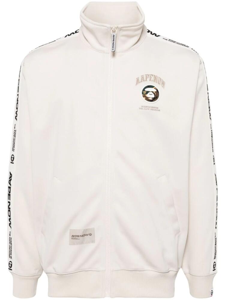 AAPE BY *A BATHING APE® logo-tape zip-up jacket - Neutrals Cover