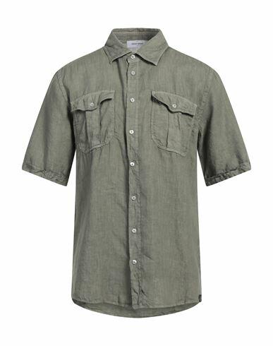 Gran Sasso Man Shirt Military green Linen Cover