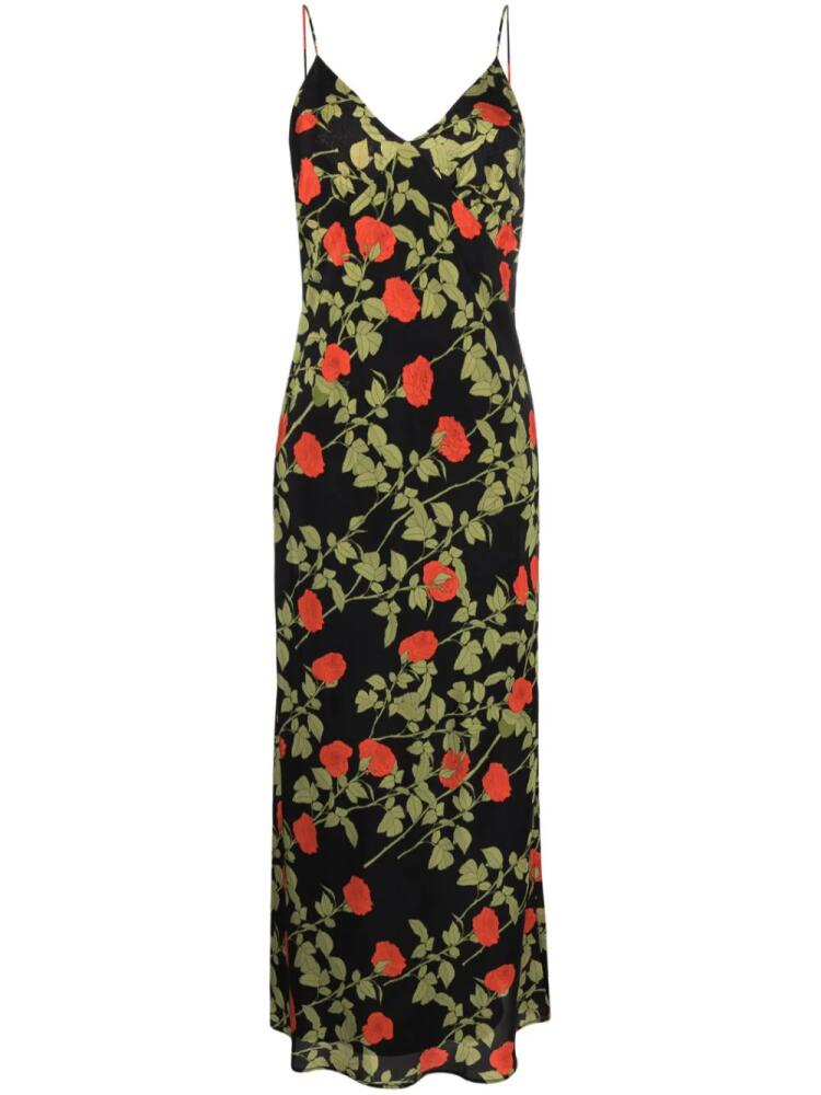 Bernadette Jeannette rose-print silk maxi dress - Black Cover