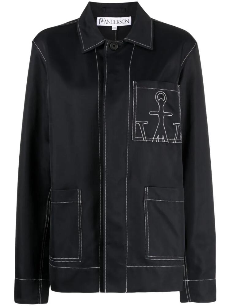 JW Anderson logo-embroidered chore jacket - Black Cover