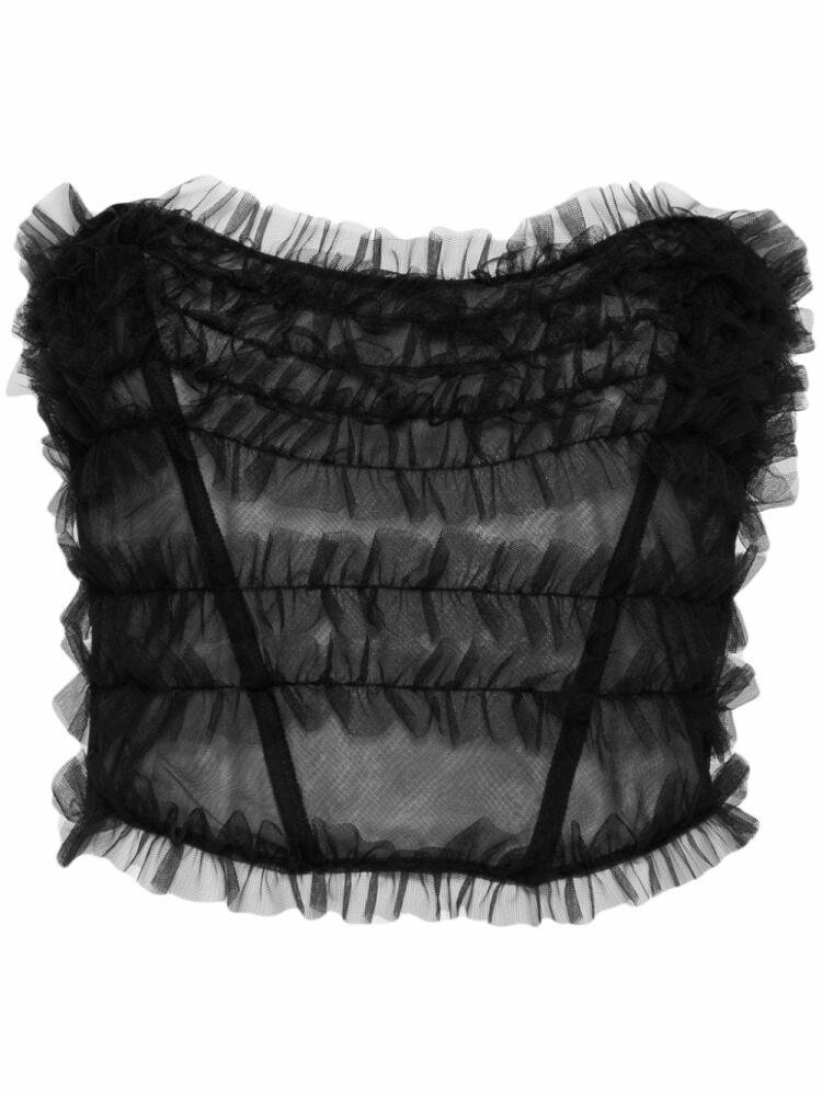 Alessandra Rich ruched tulle bustier - Black Cover