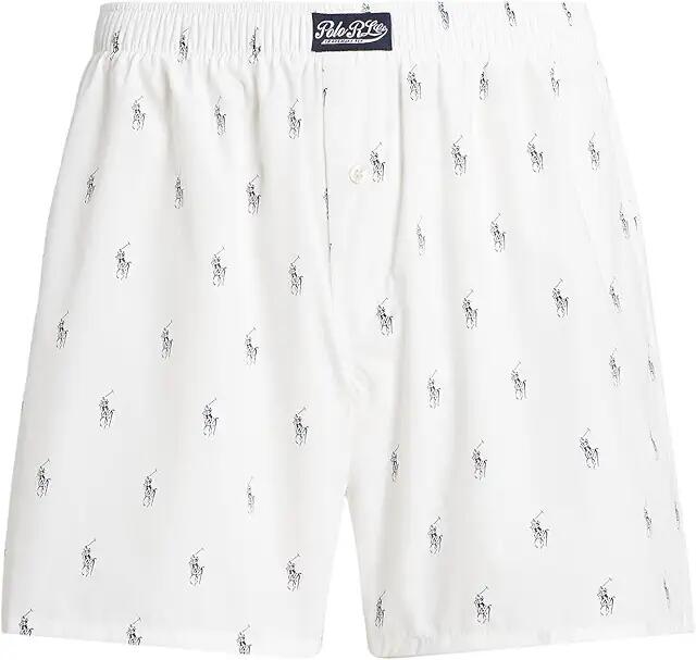 Polo Ralph Lauren All Over Pony Player Woven Boxer (White/Cruise Navy) Men's Underwear Cover