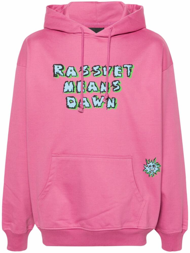 RASSVET slogan-print cotton hoodie - Pink Cover