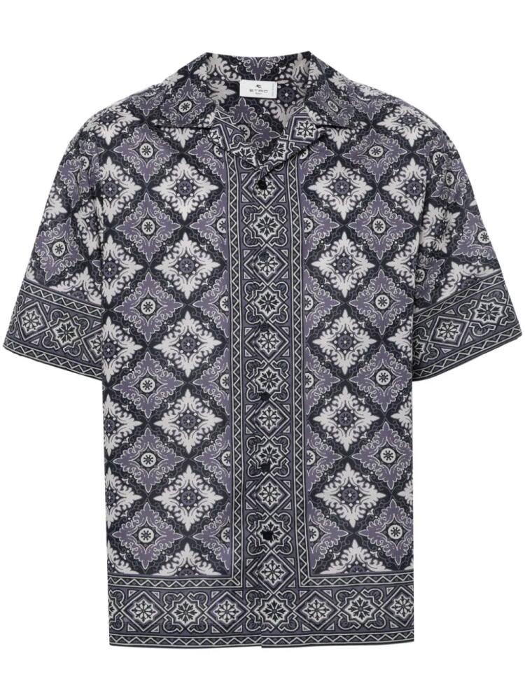 ETRO abstract-print cotton shirt - Purple Cover