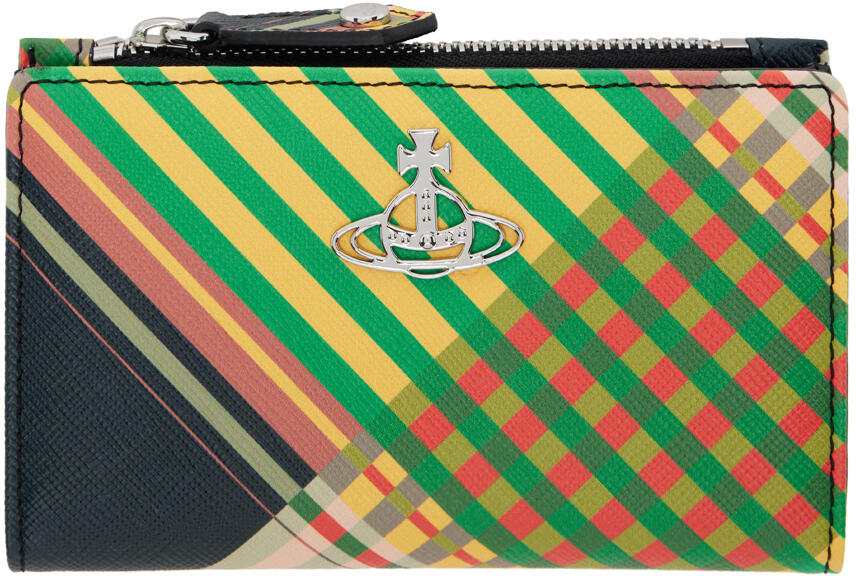 Vivienne Westwood Multicolor Saff Print Slim Flap Card Holder Cover