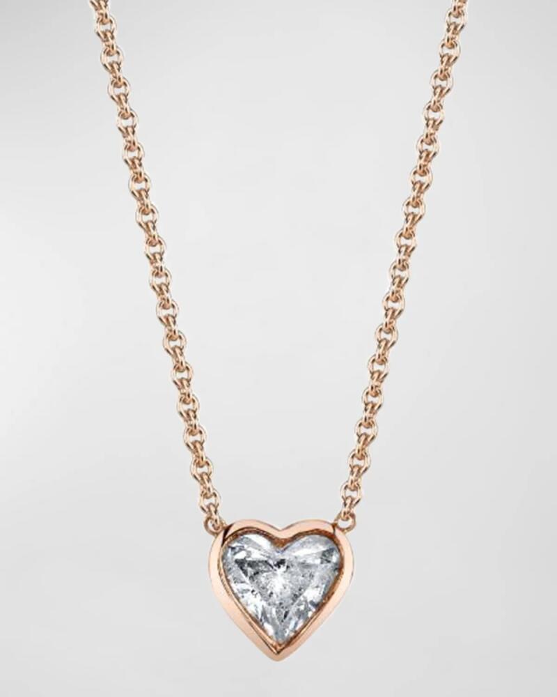 SHAY 18K Rose Gold Bezel Solitaire Diamond Heart Necklace Cover