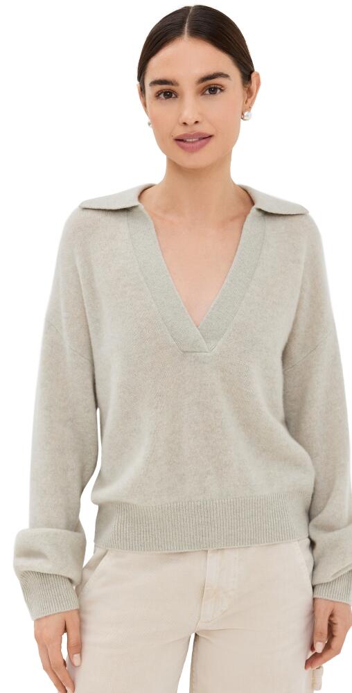 Le Kasha Jackson Brushed Cashmere Open Collar Sweater Pebble Cover