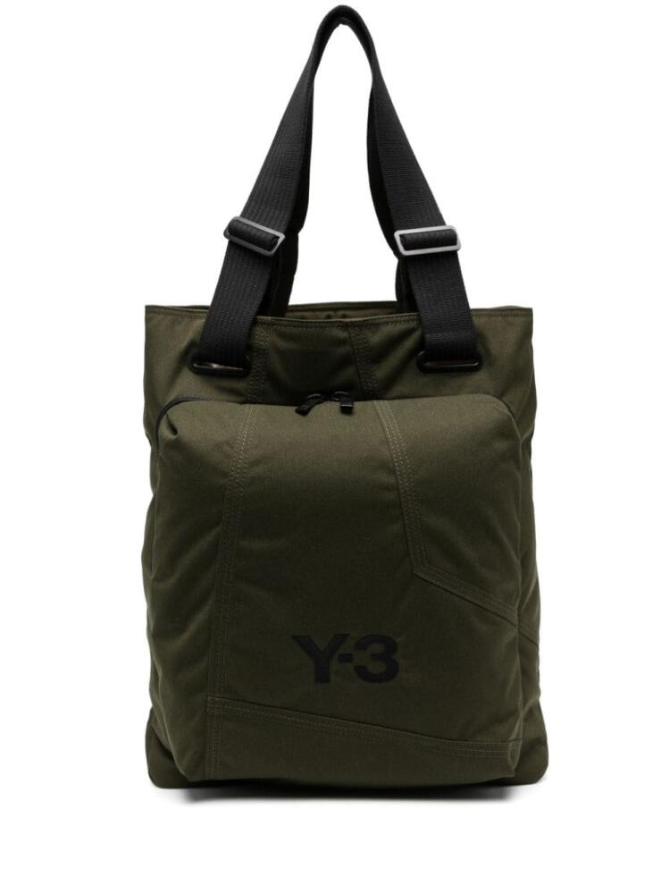 Y-3 zip-pocket tote bag - Green Cover