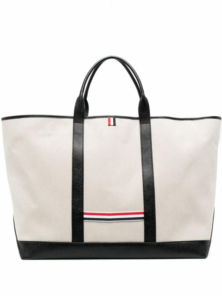 Thom Browne RWB-stripe tote bag - Neutrals Cover