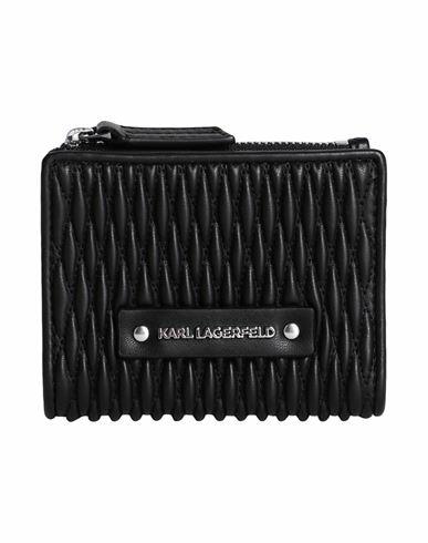 Karl Lagerfeld K/kushion Quilted Sm Wallet Woman Wallet Black Recycled polyurethane Cover