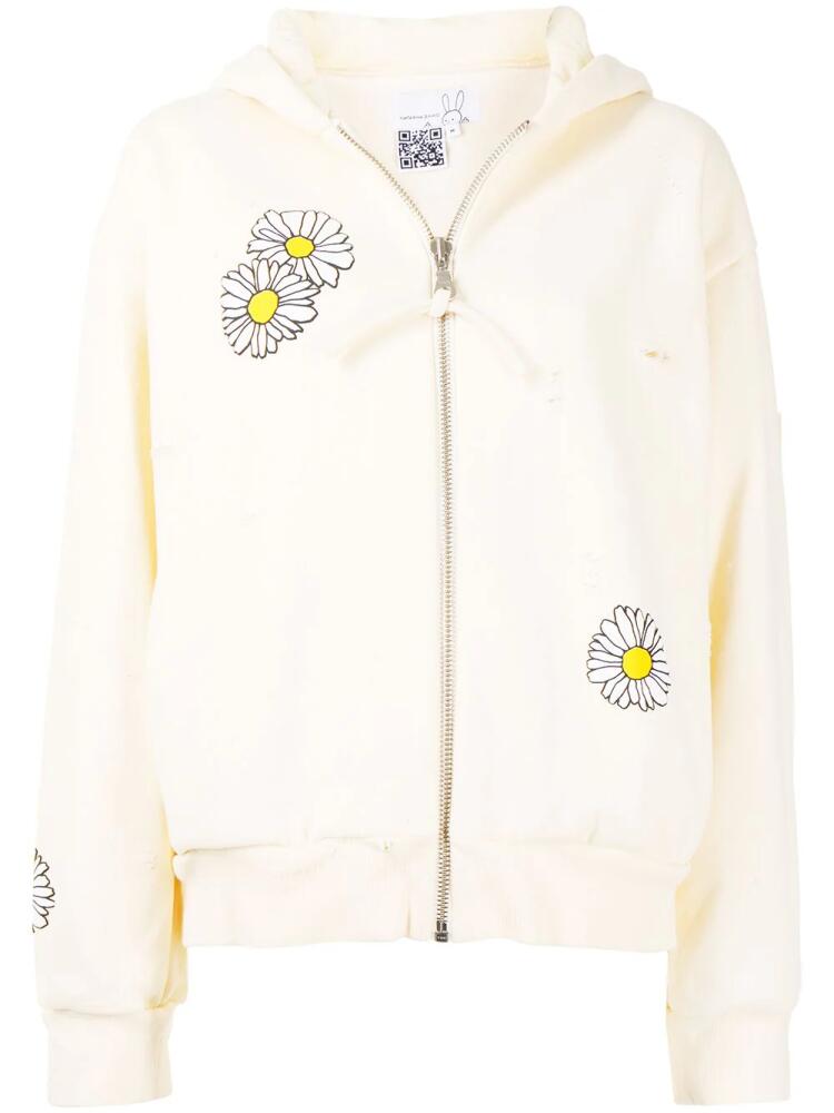 Natasha Zinko daisy-print zip-up hoodie - Yellow Cover