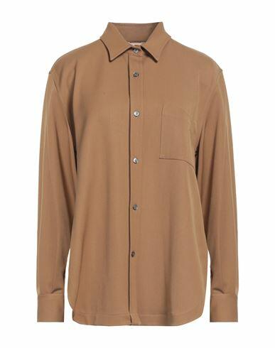 Caliban Woman Shirt Camel Polyester, Wool, Elastane Cover