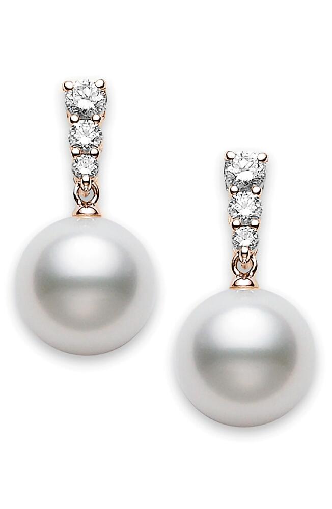 Mikimoto Morning Dew Diamond & Pearl Earrings in Rose Gold Cover