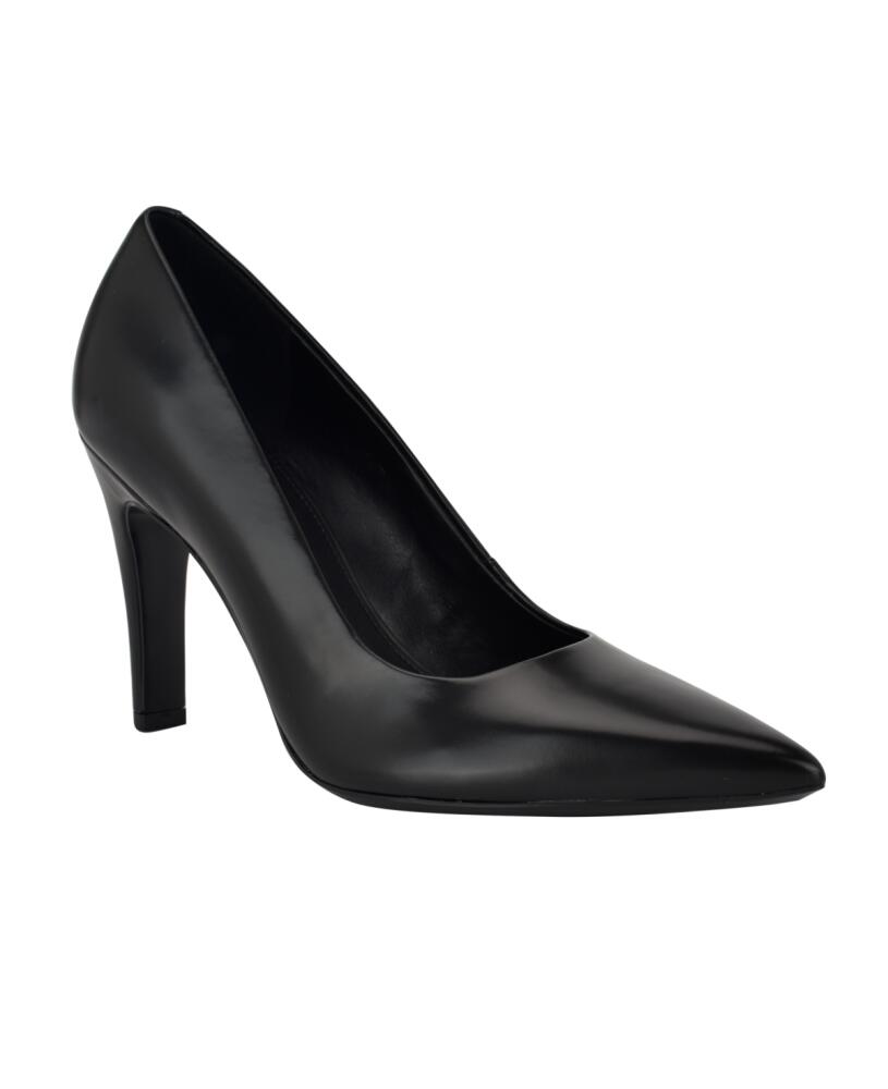 Calvin Klein Women's Dessia Slip-on Pointy Toe Dress Pumps - Black Leather Cover