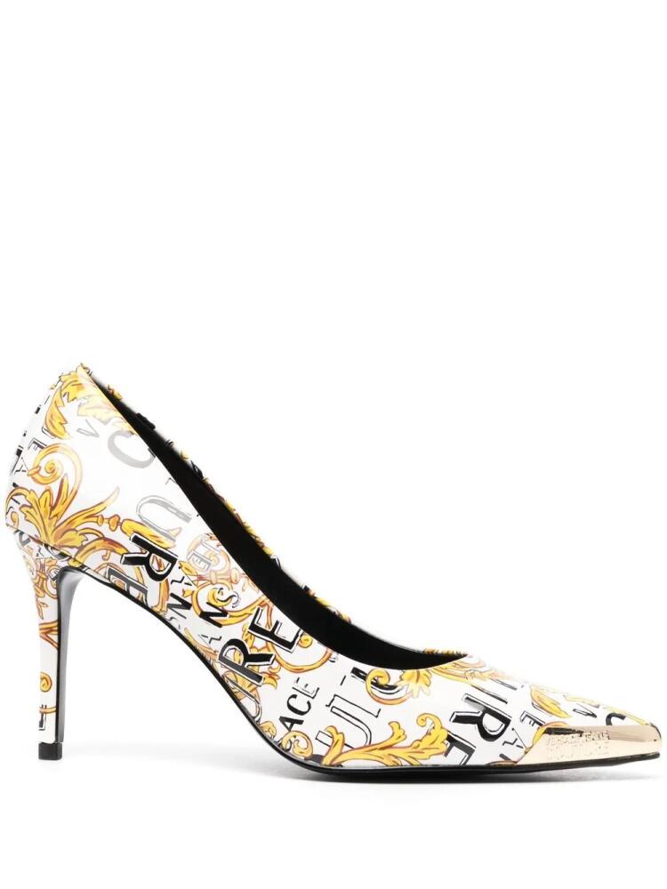 Versace Jeans Couture baroque-print logo pumps - White Cover