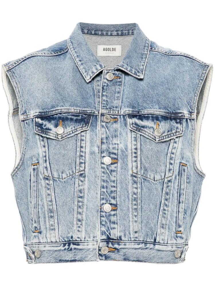 AGOLDE Charli distressed denim vest - Blue Cover