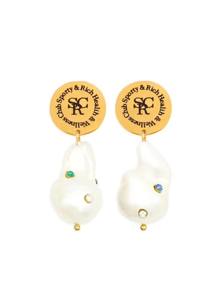 Sporty & Rich rhinestone-embellished pearl earrings - White Cover