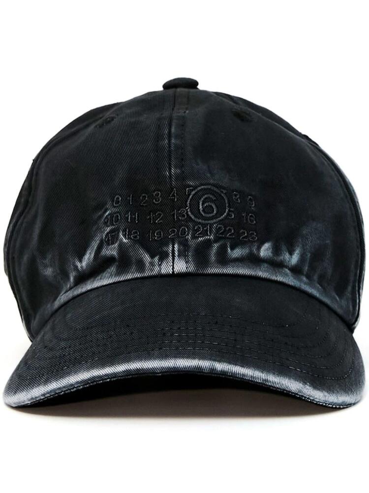 MM6 Maison Margiela signature-numbers embroidered cap - Black Cover