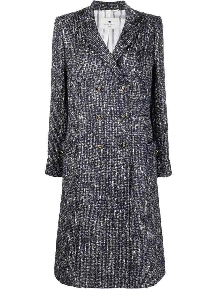 ETRO Pegaso-button tweed coat - Blue Cover