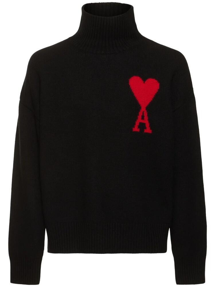 AMI PARIS Logo Wool Turtleneck Sweater Cover